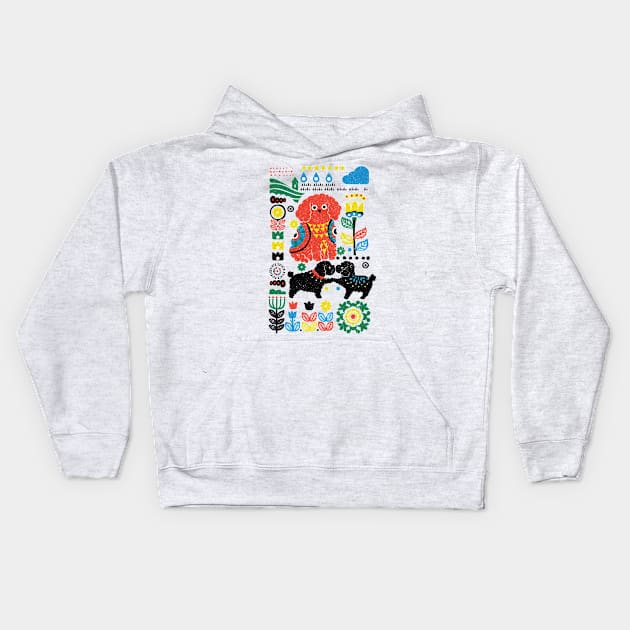 Scandinavian Poodle Kids Hoodie by huebucket